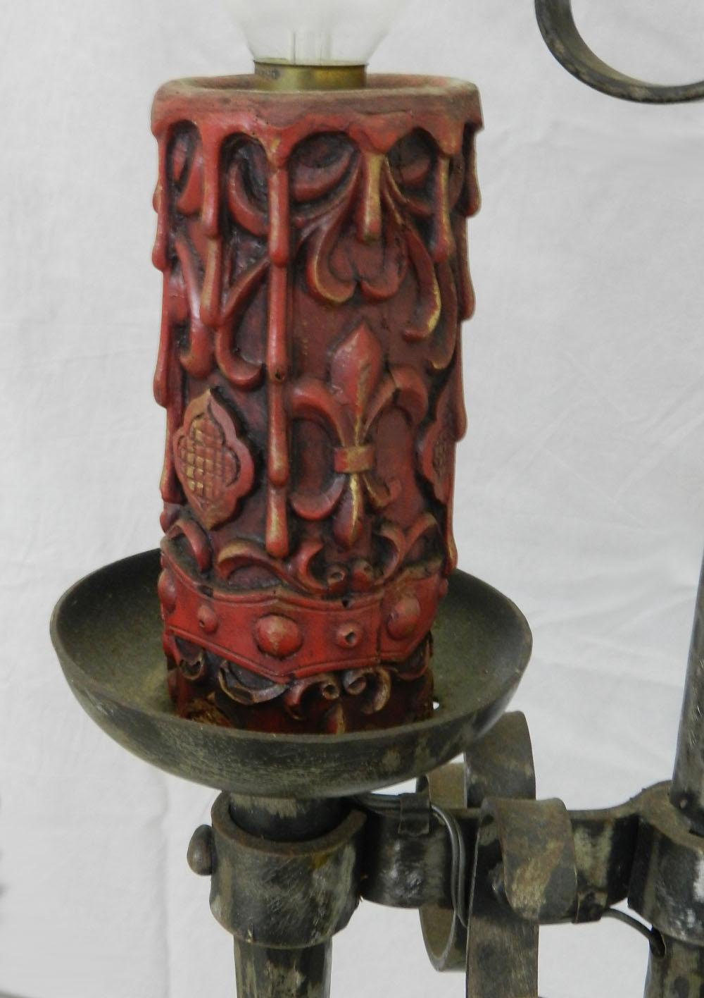 Mid-20th Century Spanish Wrought Iron Floor Lamp Artisan Made One of a Kind, circa 1960