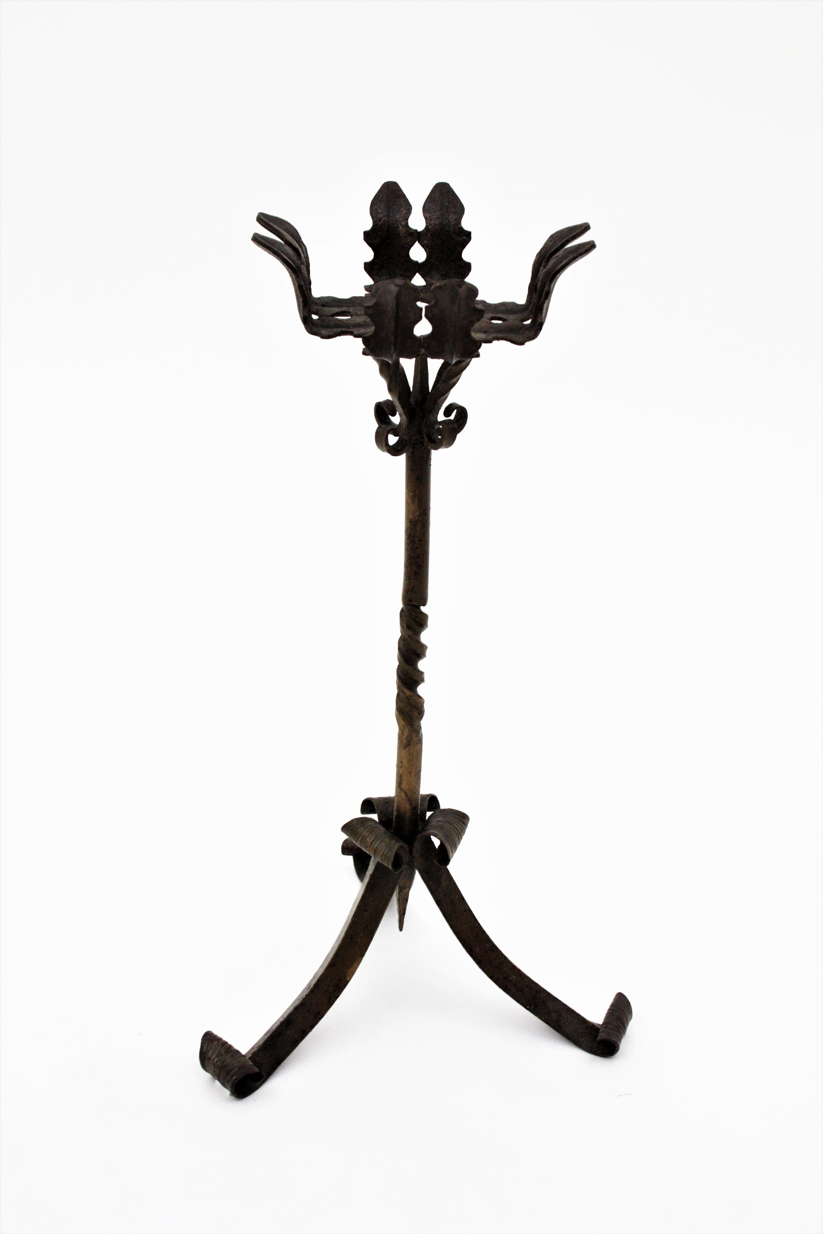 Forged Spanish Wrought Iron Plant Stand, 1930s