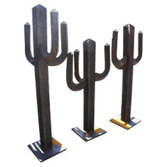 Spanish Wrought Iron Set of Three Cactus with Arms