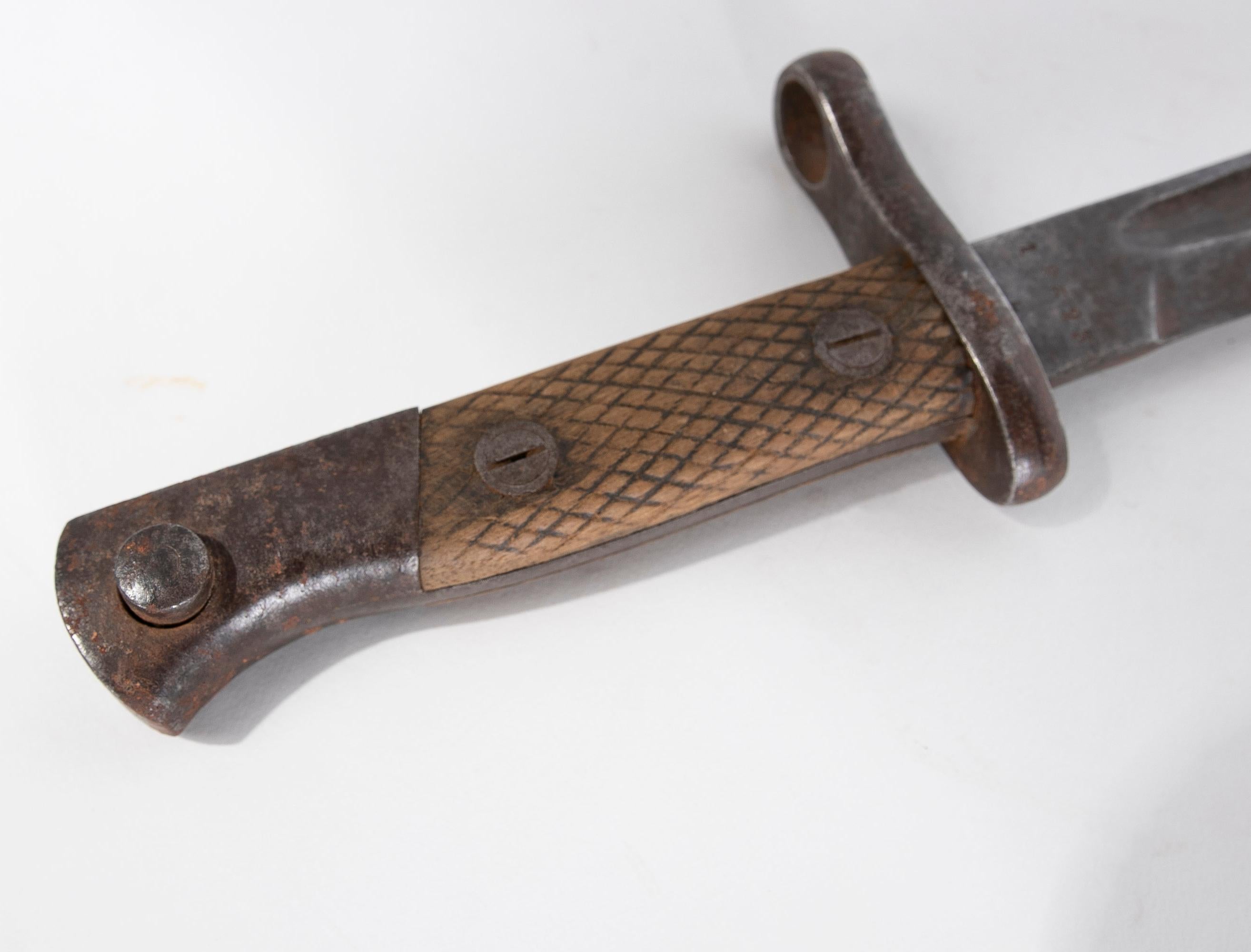 20th Century Spanish Wrought Iron Shotgun Bayonet with Hilt and Made in Toledo For Sale