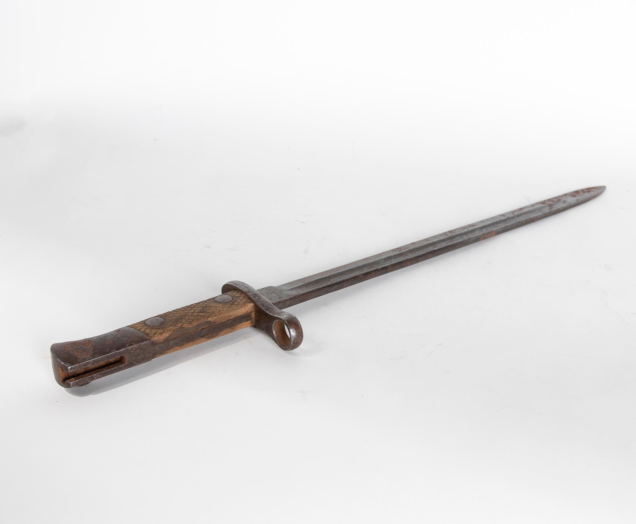 Spanish Wrought Iron Shotgun Bayonet with Hilt and Made in Toledo For Sale 5