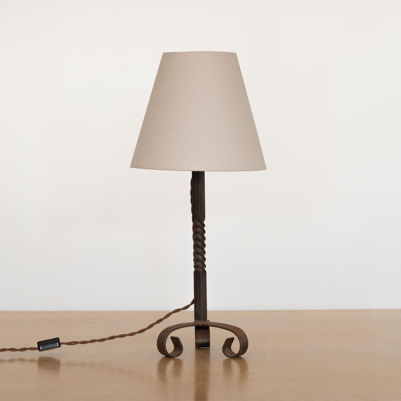 20th Century Spanish Wrought Iron Table Lamp