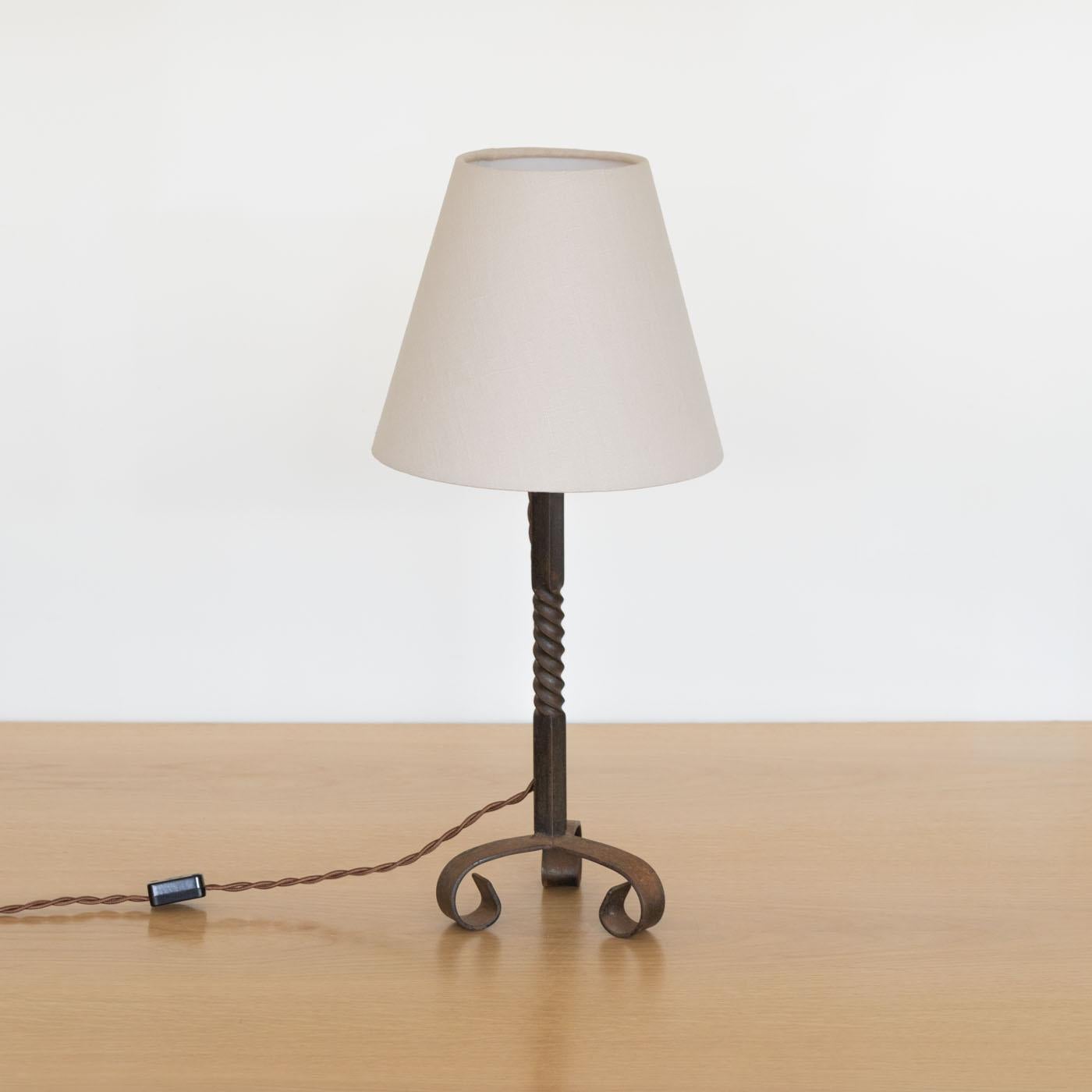 Linen Spanish Wrought Iron Table Lamp