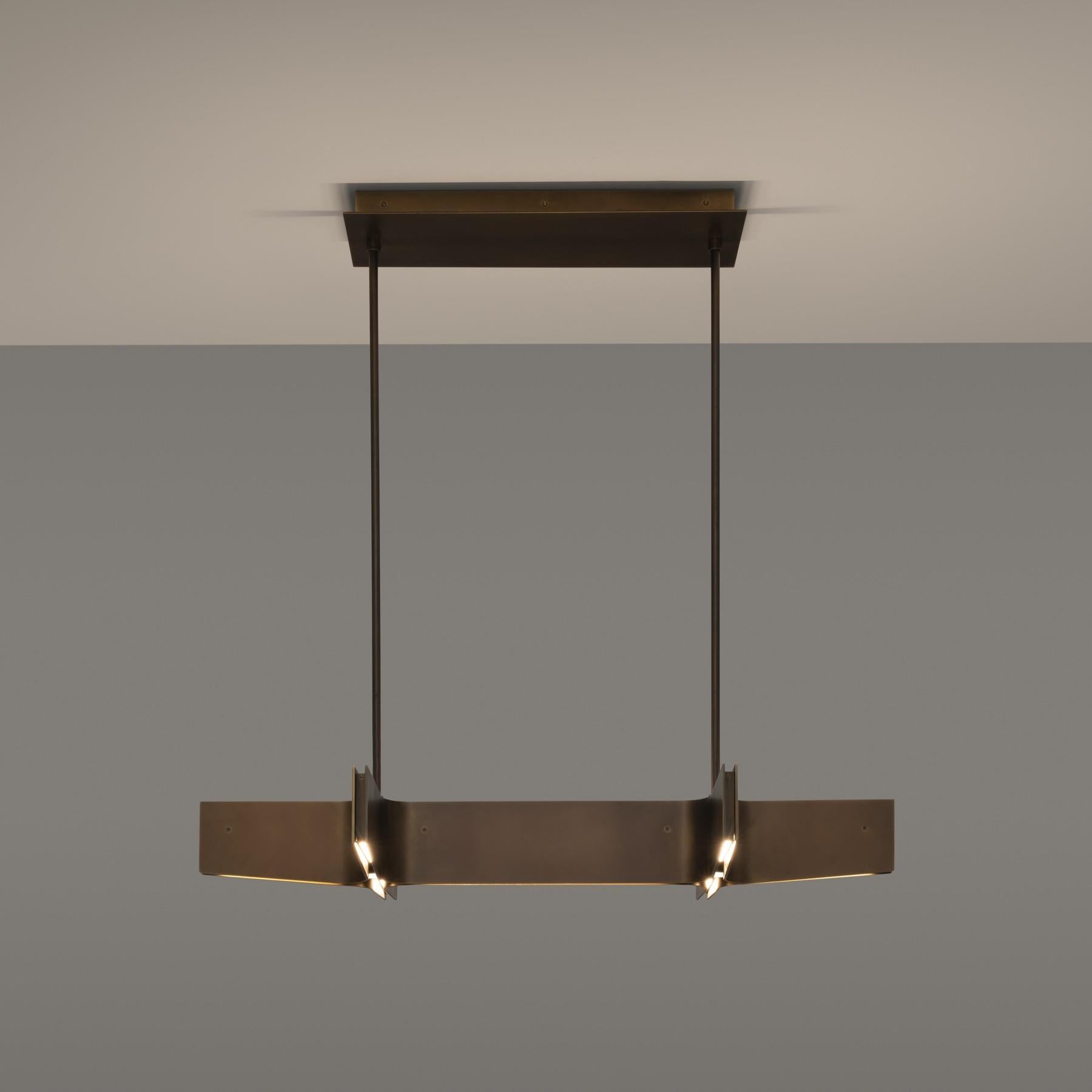 Spanning Hanging Light, Light Bronze Patina In New Condition For Sale In Chicago, IL