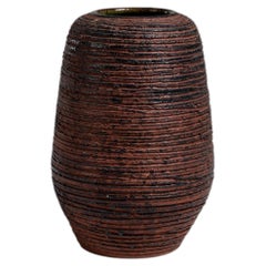 Vase en céramique Spara, marron foncé, texturé, Allemagne, années 1960