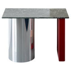 'Spares' Side-Table. Marble, Polished Aluminium and Powder-Coated Steel Table