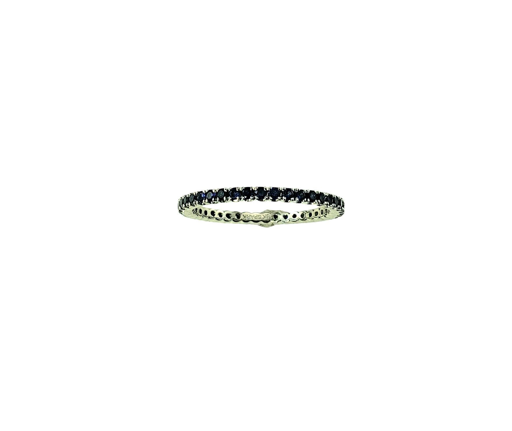 Spark 18 Karat White Gold Blue Sapphire Eternity Band Size 7.5 #23139