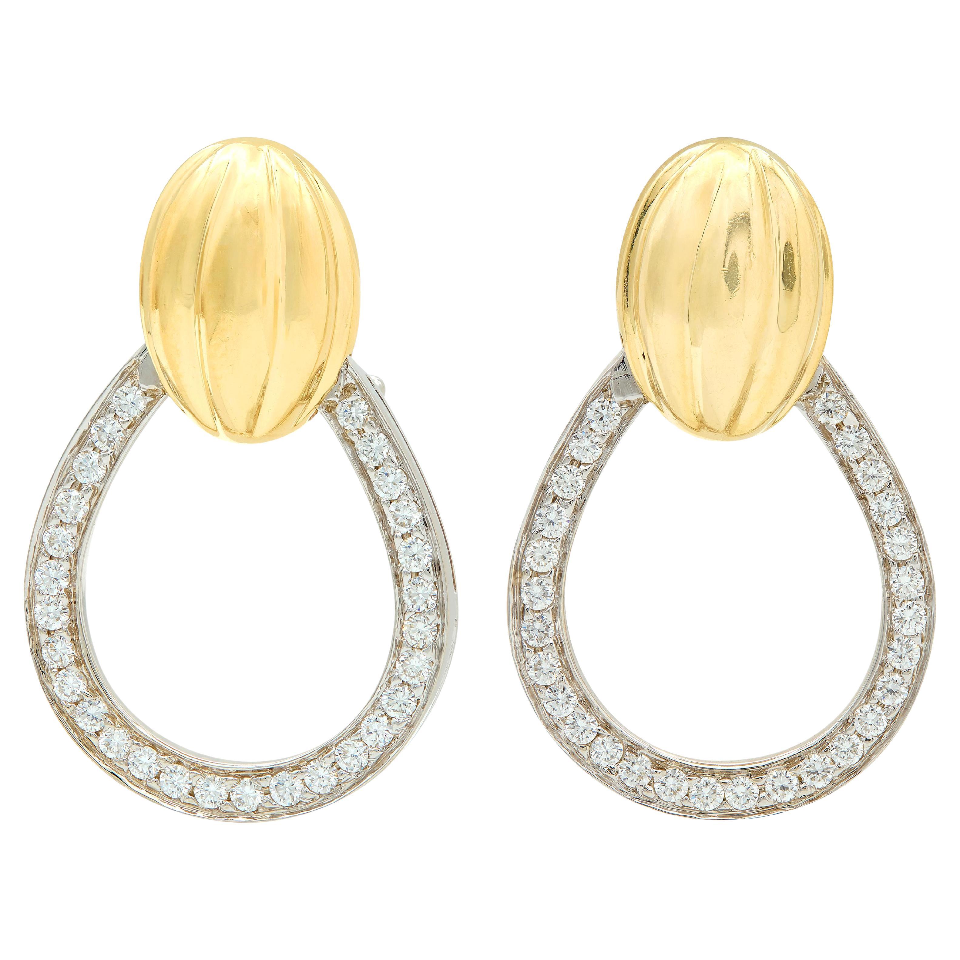 Spark 2000
s Diamond 18 Karat Two-Tone Gold Door Knocker Earrings