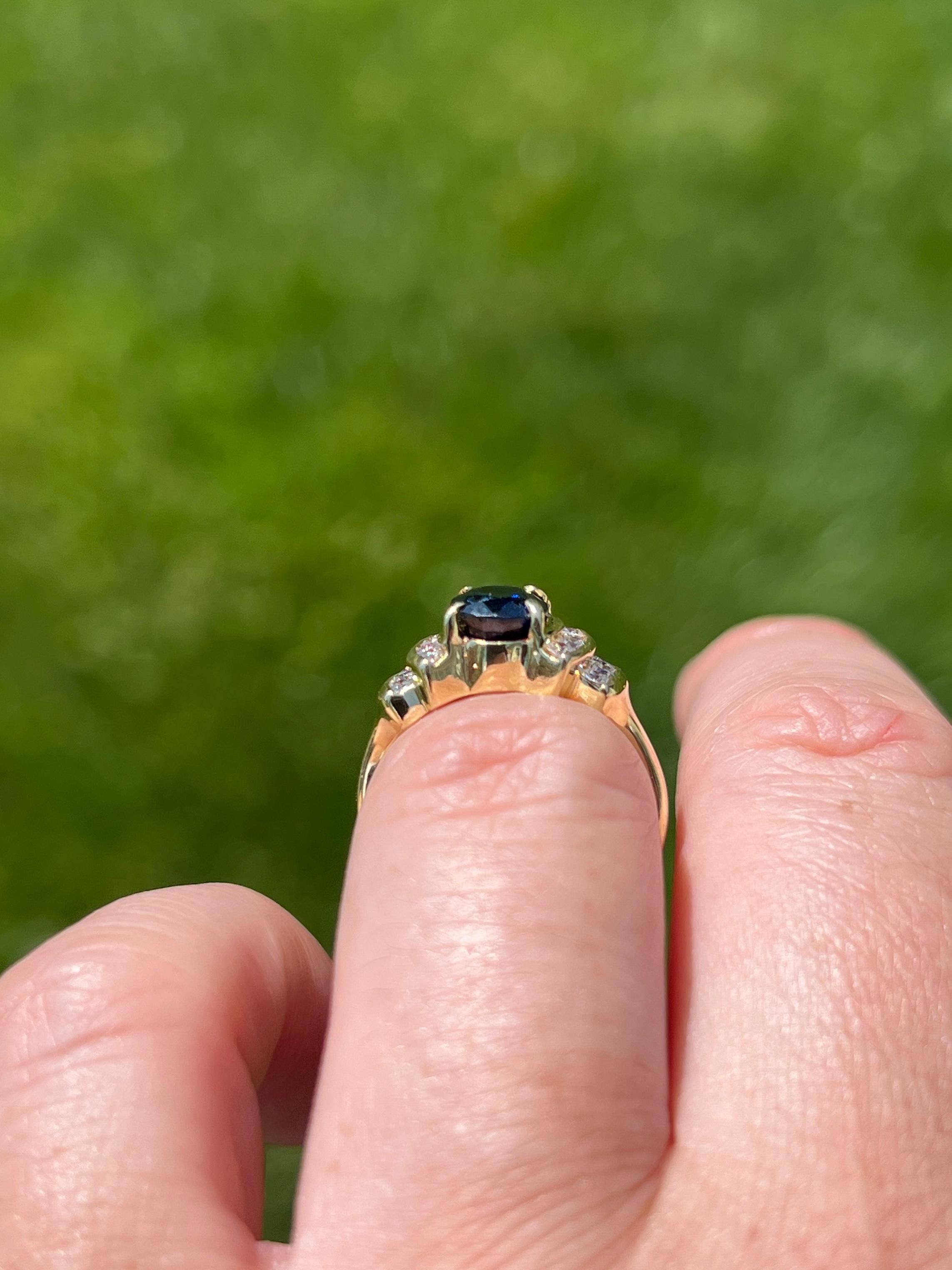 Spark Creations 1.44 Carat Oval Sapphire and Diamond 18k Yellow Gold Ring For Sale 5