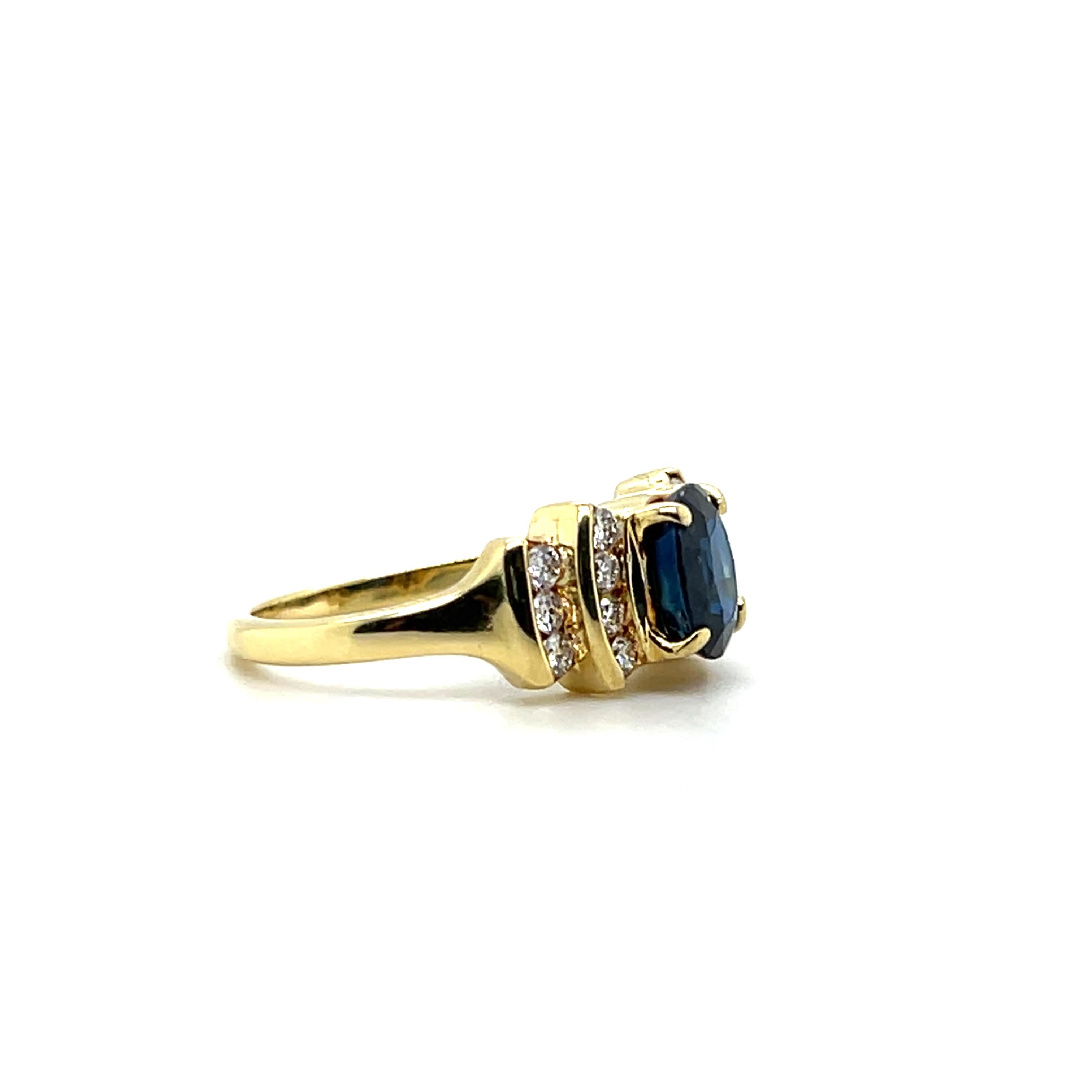 Spark Creations 1.44 Carat Oval Sapphire and Diamond 18k Yellow Gold Ring For Sale 1