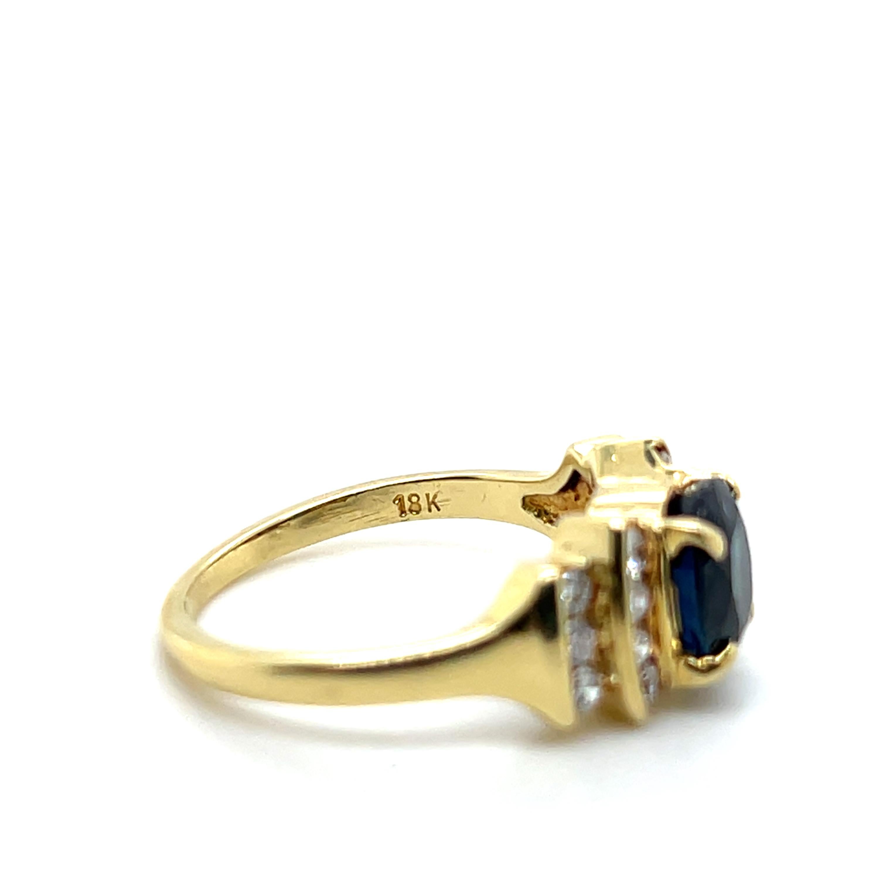 Spark Creations 1.44 Carat Oval Sapphire and Diamond 18k Yellow Gold Ring For Sale 3
