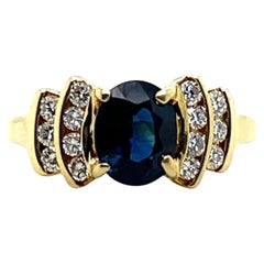 Spark Creations 1.44 Carat Oval Sapphire and Diamond 18k Yellow Gold Ring