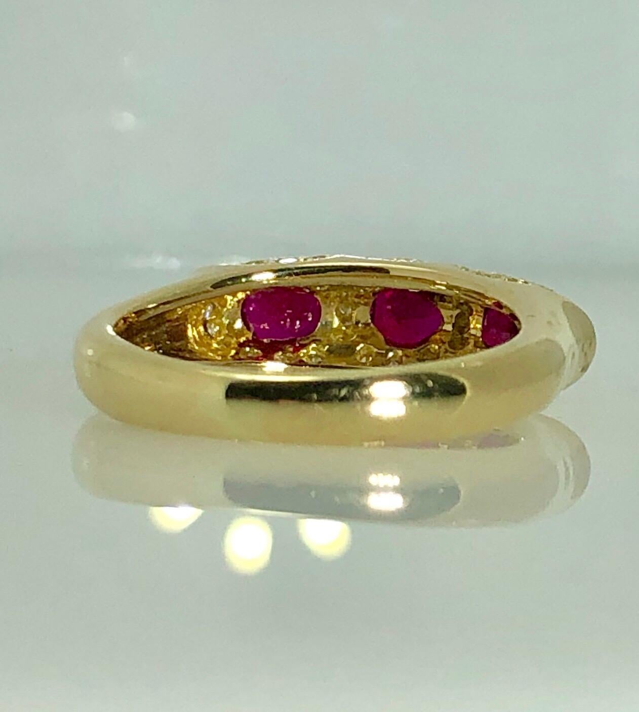 Spark Creations 18 Karat Yellow Gold Diamond and Ruby Contemporary Ring For Sale 6