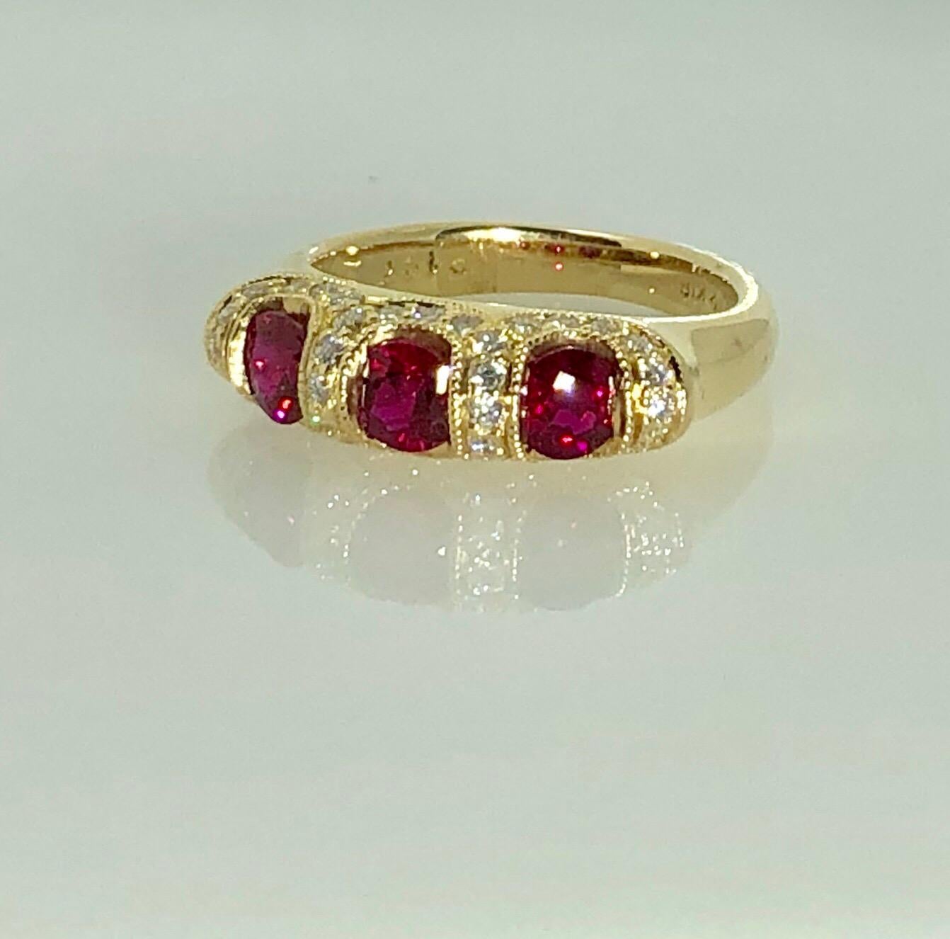 Spark Creations 18 Karat Yellow Gold Diamond and Ruby Contemporary Ring For Sale 9