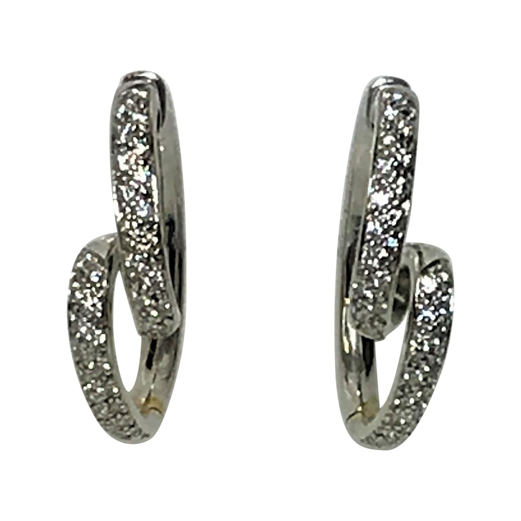 Spark Creations 18 Karat Diamond "Ribbon" Hoop Earrings