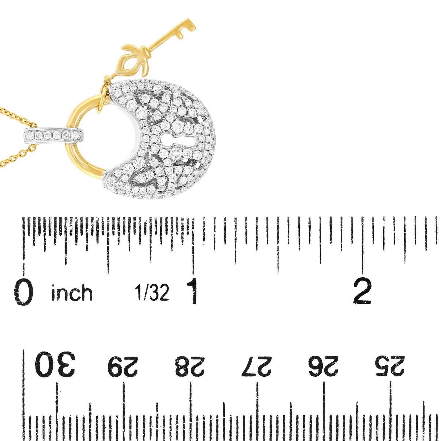 Spark Creations Collier serti de diamants avec serrure et clé en vente 1