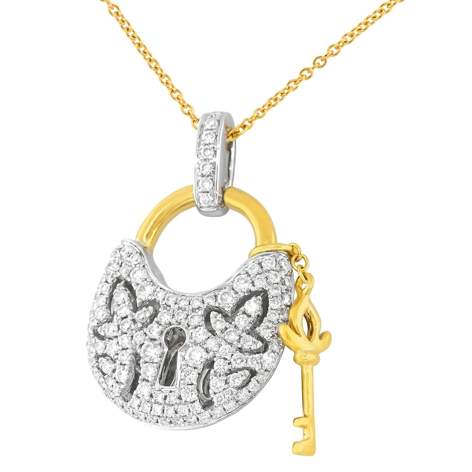 Spark Creations Collier serti de diamants avec serrure et clé en vente 2