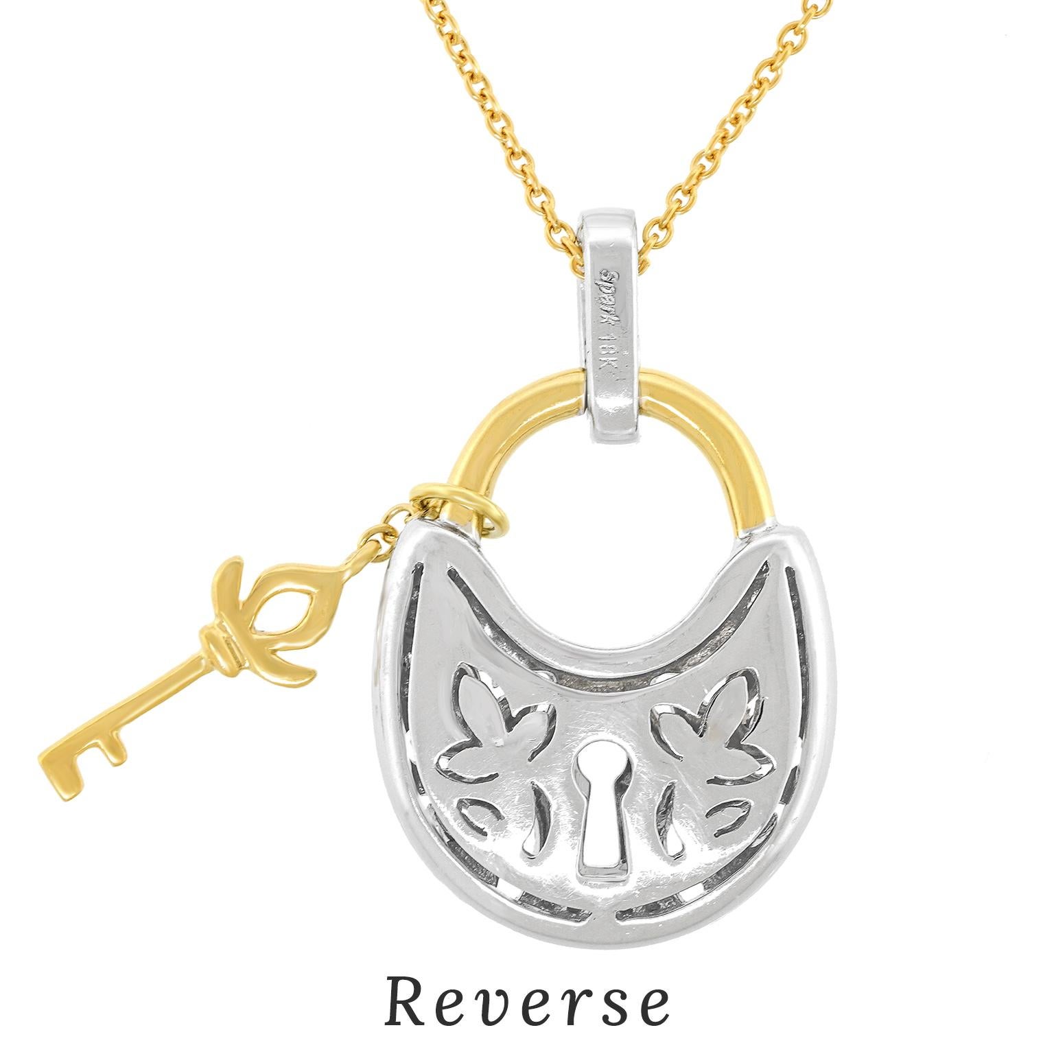 Spark Creations Collier serti de diamants avec serrure et clé en vente 3