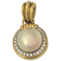 Spark Creations Mabe Pearl and Diamond 18 Karat Gold Pendant