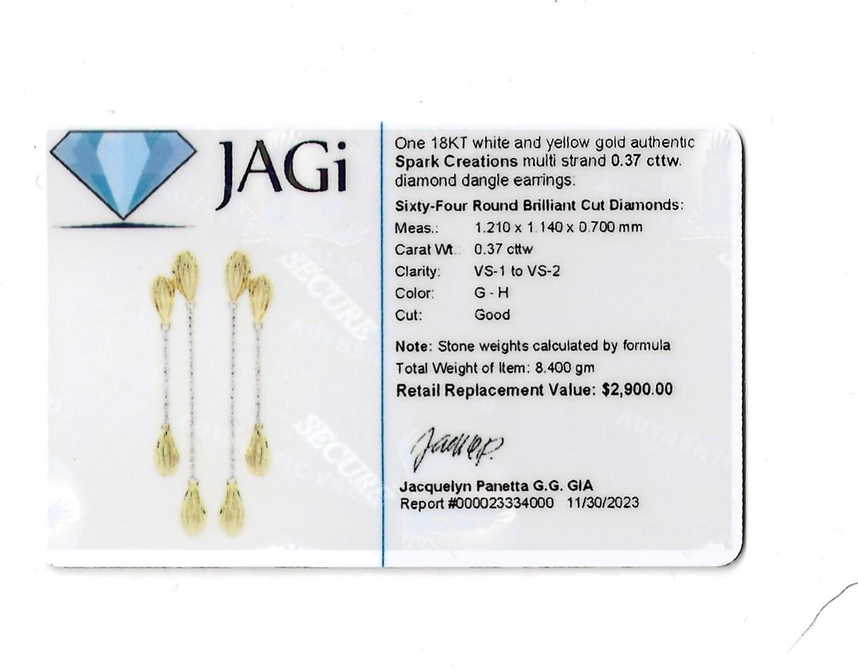 Spark Creations Mehrreihige Diamant-Ohrhänger aus 18 Karat Weißgold mit Diamanten im Angebot 5