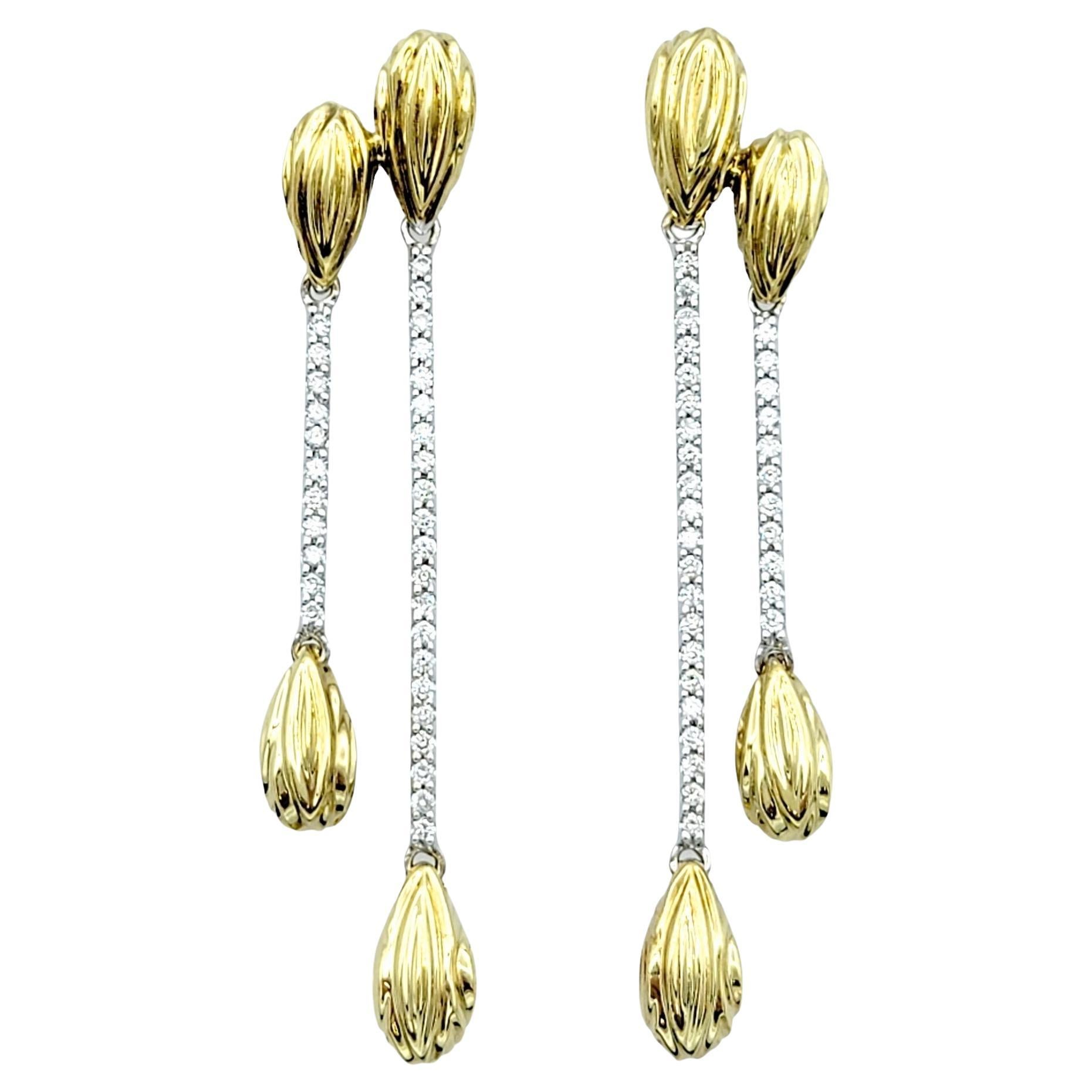 Spark Creations Mehrreihige Diamant-Ohrhänger aus 18 Karat Weißgold mit Diamanten im Angebot