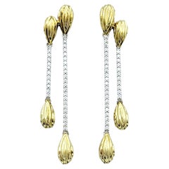 Spark Creations Multi-Strand Diamond Dangle Earrings Set in 18 Karat White Gold