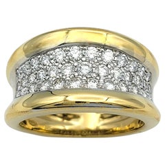 Spark Creations Pavé Diamond Concave Band Ring aus 18 Karat Weiß- und Gelbgold