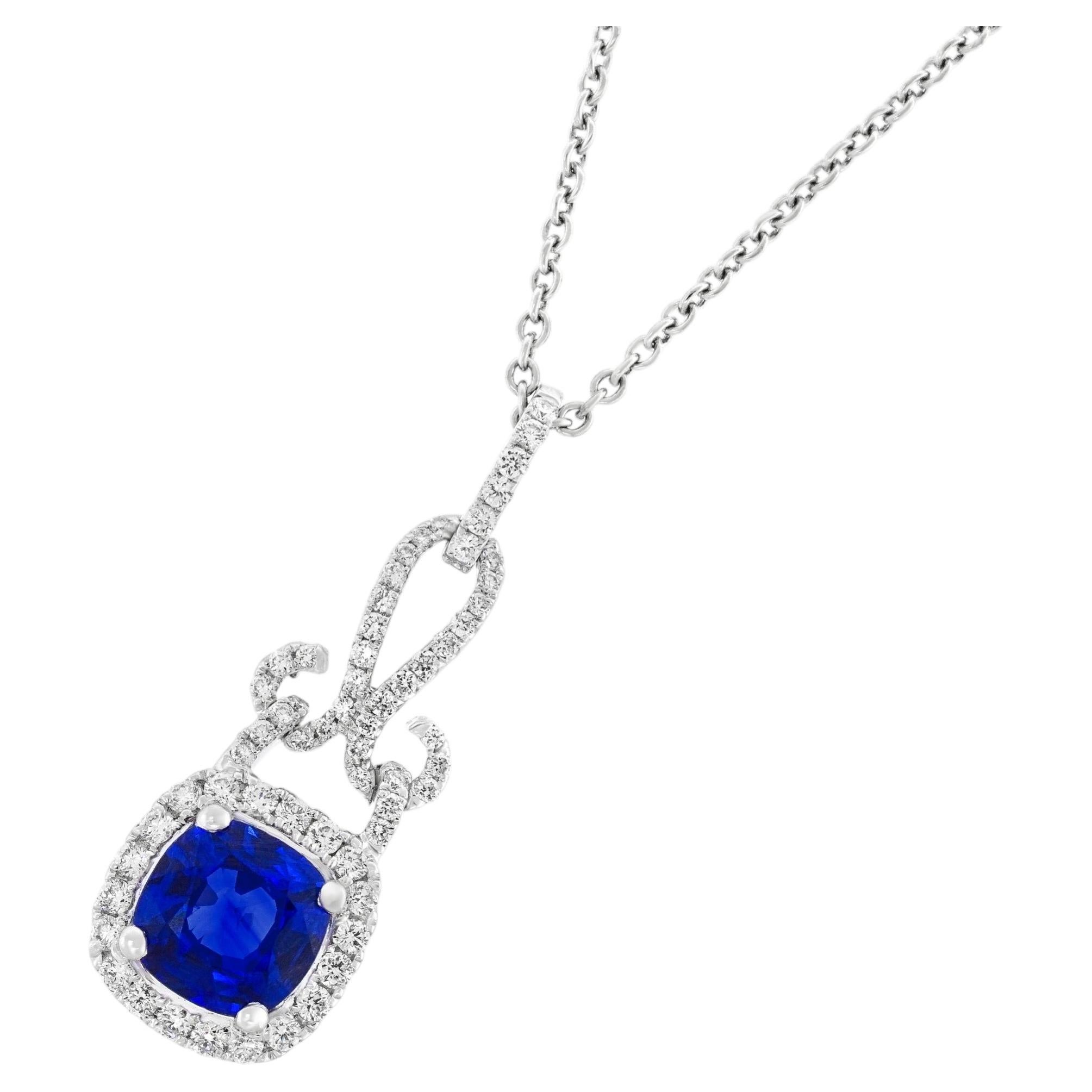 Collana con ciondolo in zaffiro e diamanti di Spark Creations in vendita