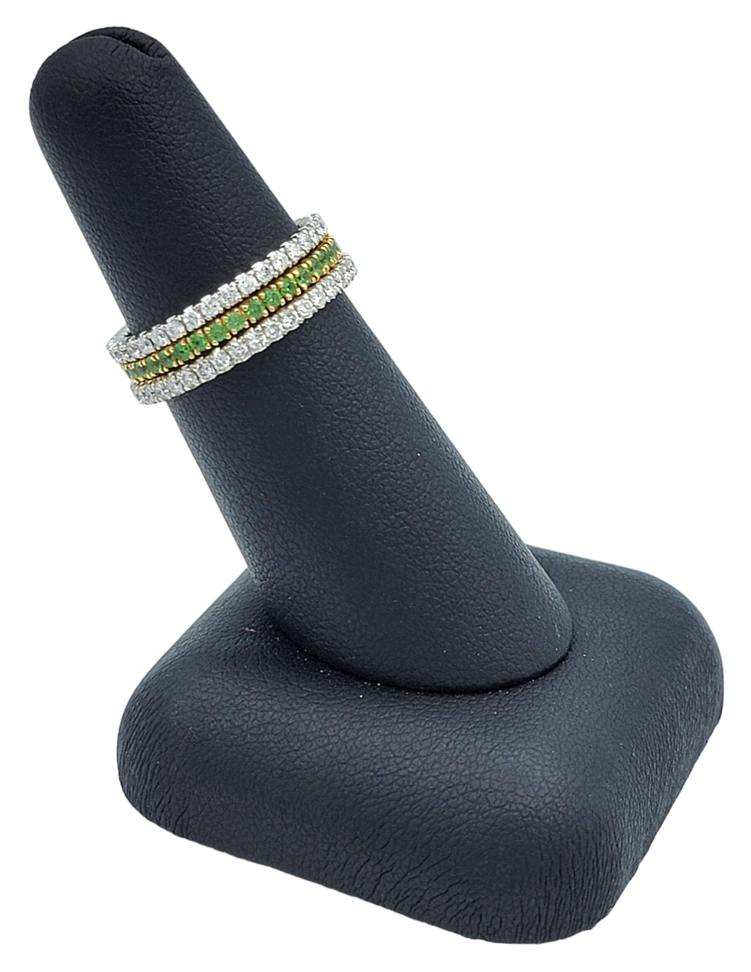 Spark Creations: anello impilabile con granato tsavorite e diamanti in oro 18 carati in vendita 4