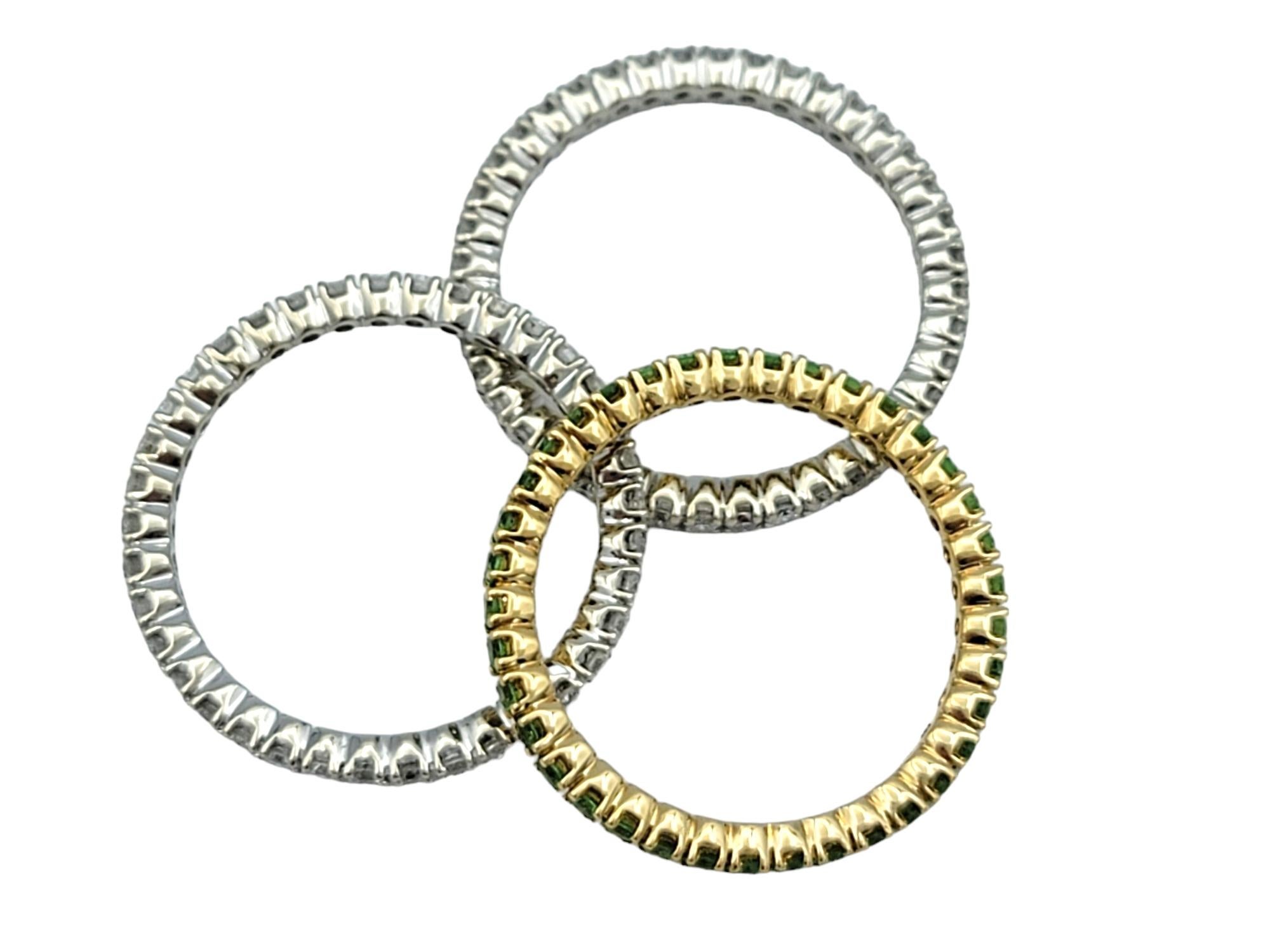Spark Creations: anello impilabile con granato tsavorite e diamanti in oro 18 carati In condizioni buone in vendita a Scottsdale, AZ