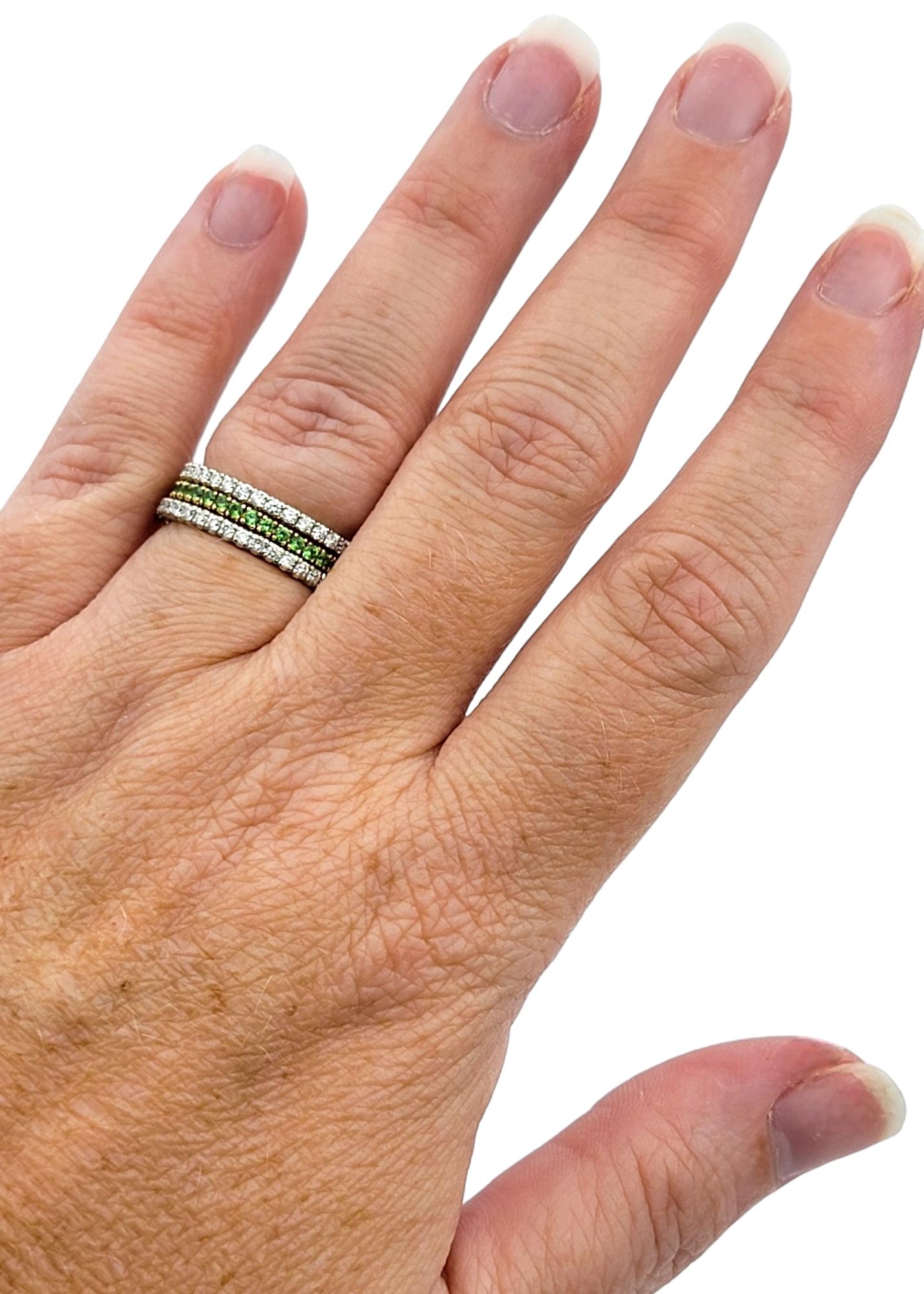 Spark Creations: anello impilabile con granato tsavorite e diamanti in oro 18 carati in vendita 2
