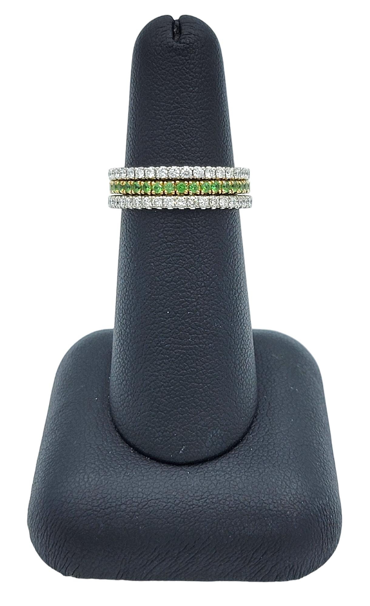 Spark Creations: anello impilabile con granato tsavorite e diamanti in oro 18 carati in vendita 3