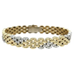 Spark Creations Pulsera de eslabones Pantera bicolor con pavé de diamantes Oro de 14 kilates
