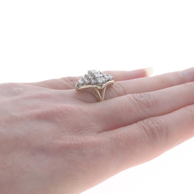 Women's Spark Diamond Cluster Cocktail Ring - Yellow Gold 14k Round Brilliant 1.00ctw For Sale