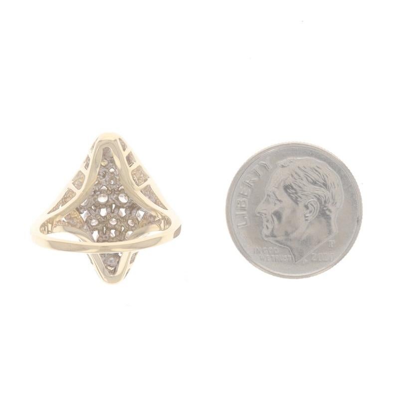 Spark Diamond Cluster Cocktail Ring - Yellow Gold 14k Round Brilliant 1.00ctw For Sale 1