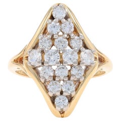 Bague cocktail grappe de diamants brillants ronds en or jaune 14 carats 1,00 carat