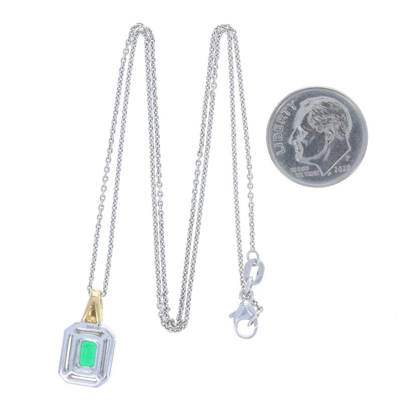Women's Spark Emerald & Diamond Halo Pendant Necklace 17
