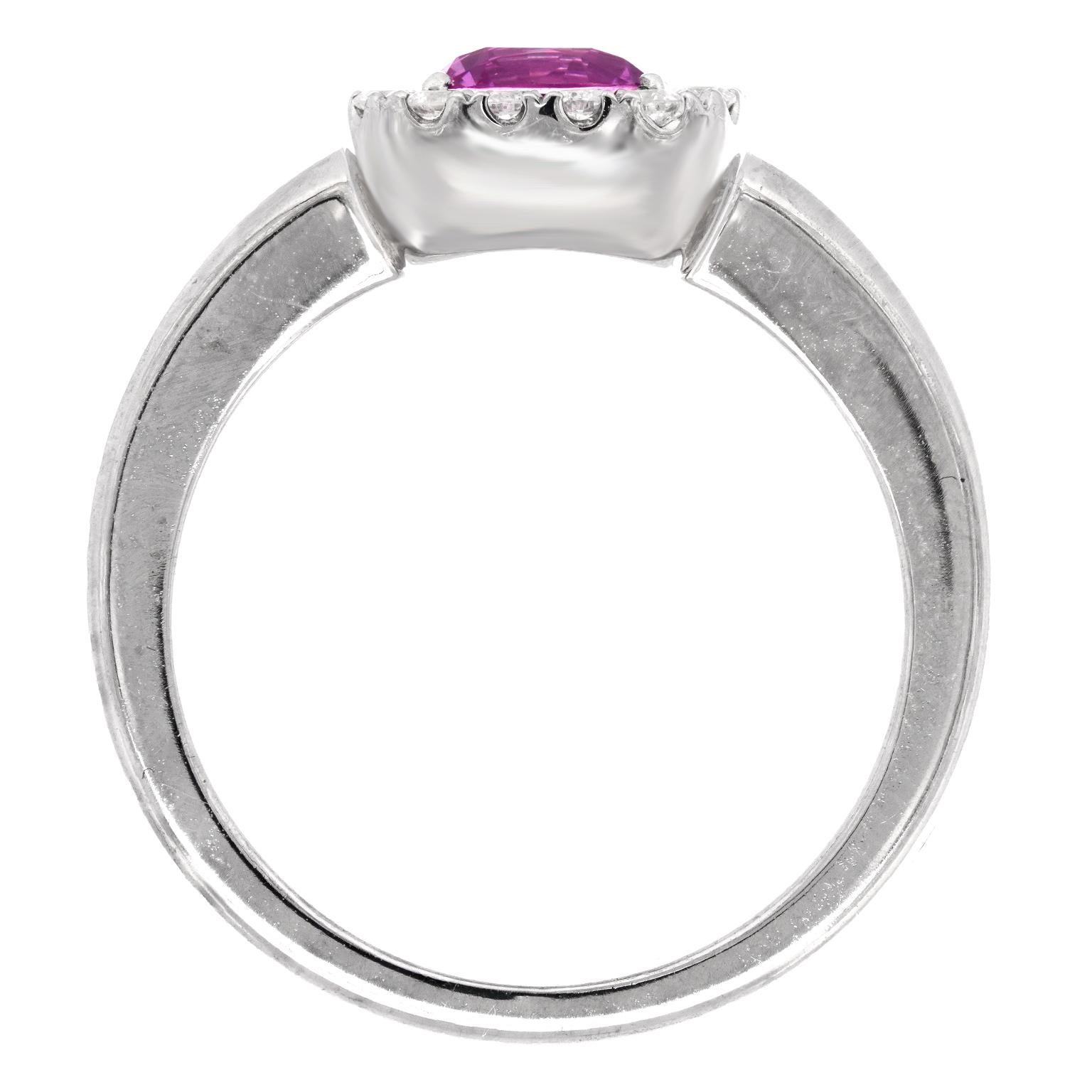 Spark Pink Sapphire & Diamond Ring For Sale 6