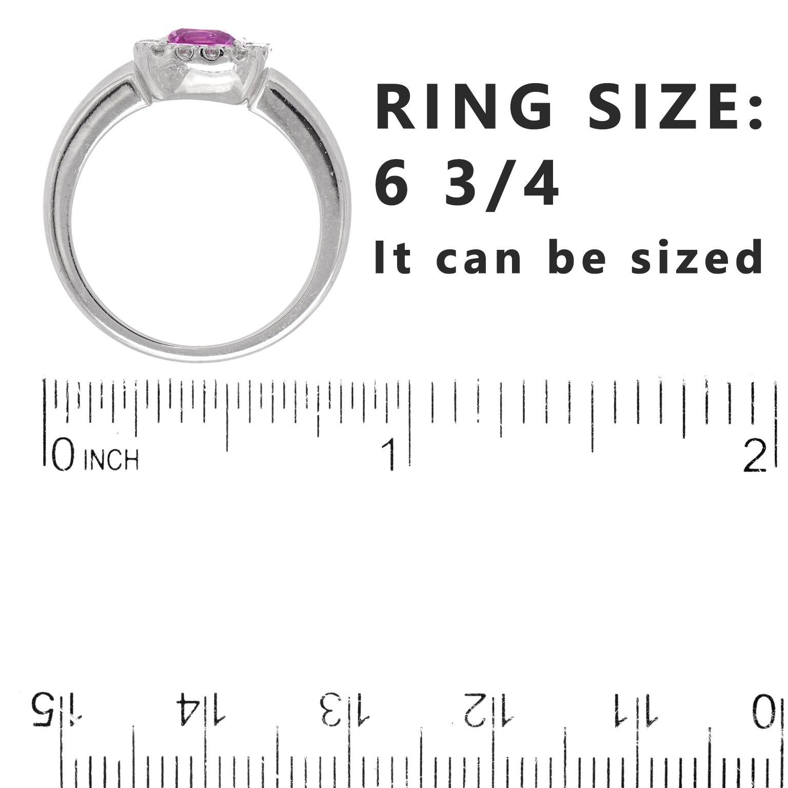 Spark Pink Sapphire & Diamond Ring For Sale 1