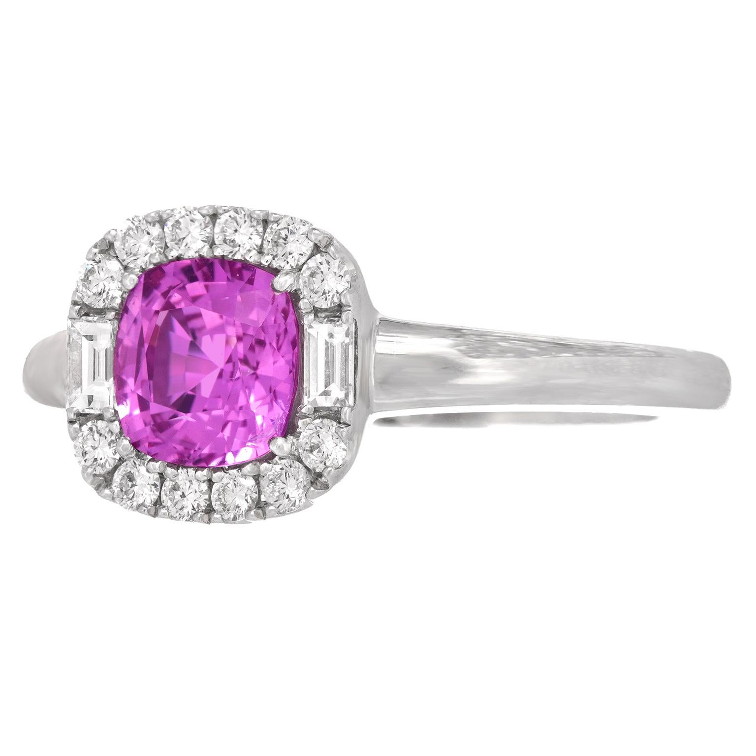 Spark Pink Sapphire & Diamond Ring For Sale 2