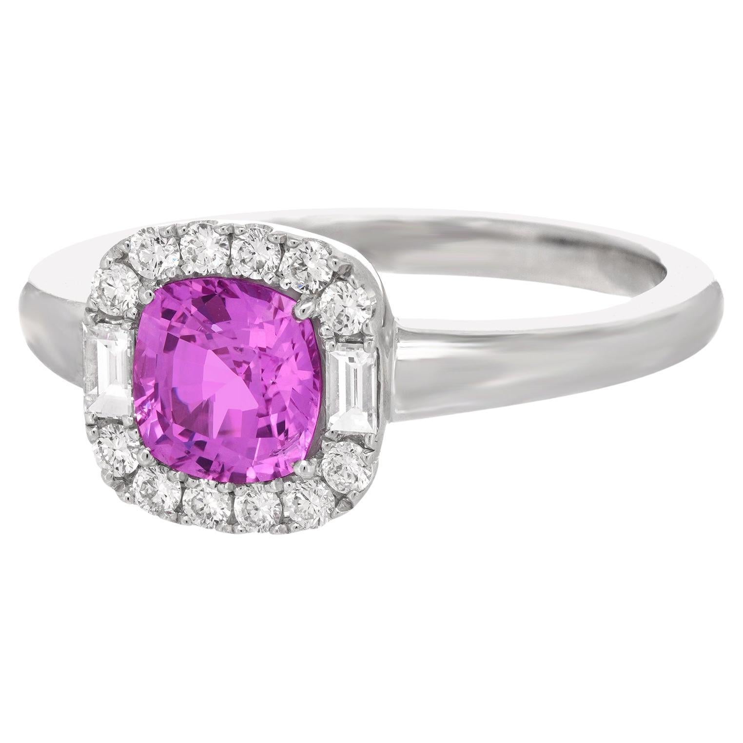 Spark Pink Sapphire & Diamond Ring For Sale