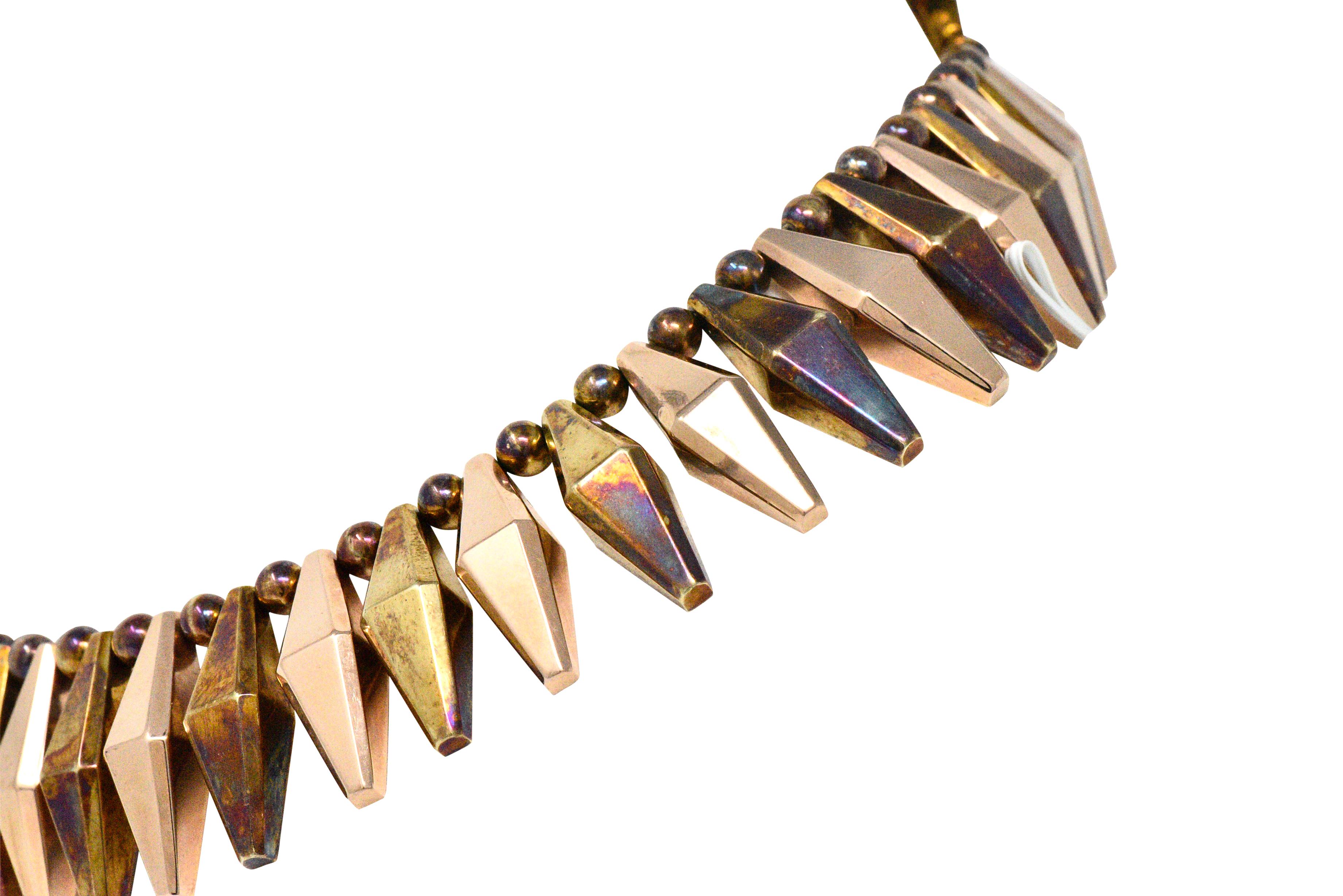 Women's or Men's Spark Revival 14 Karat Rose Gold Fringe Collar Necklace