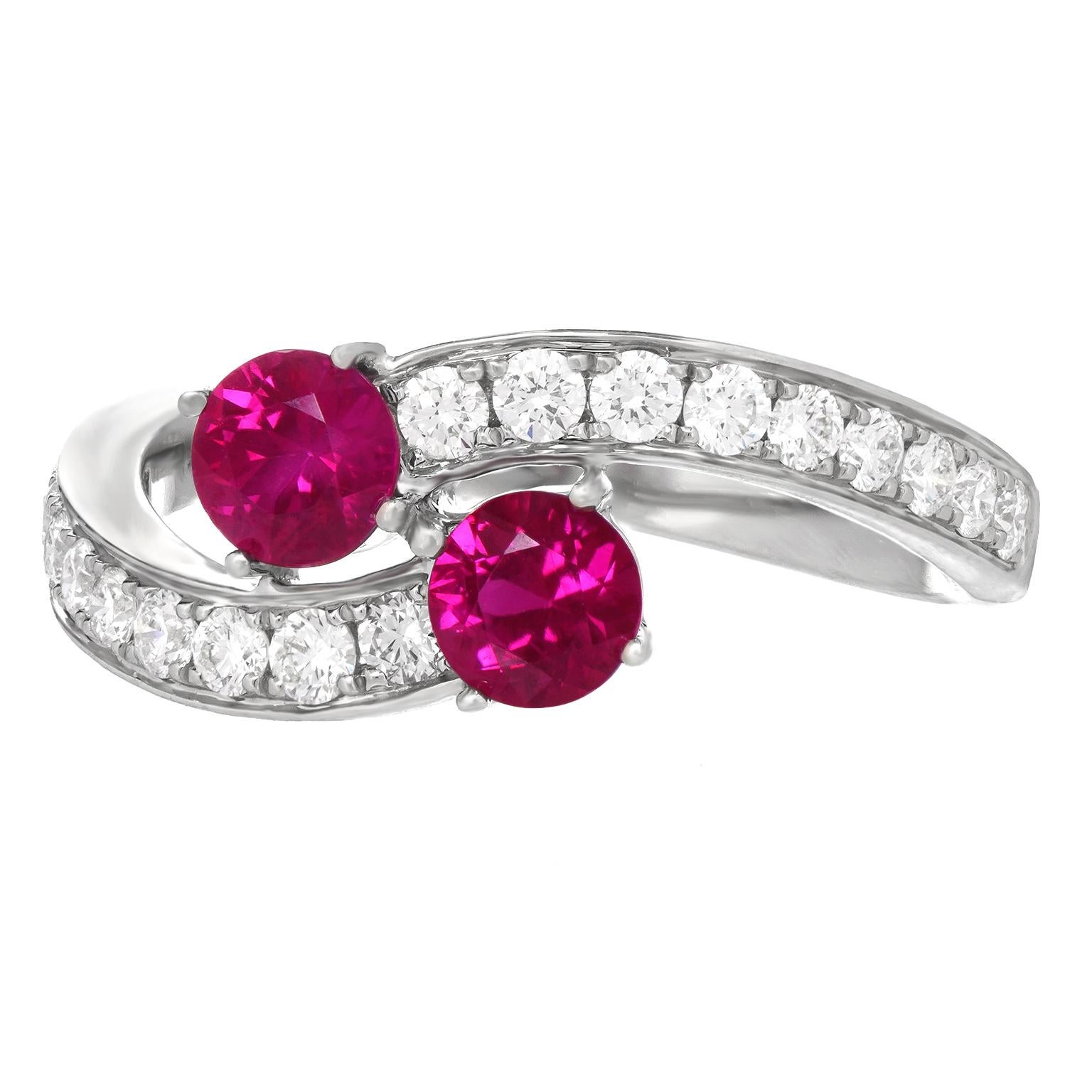 Round Cut Spark Ruby and Diamond Ring