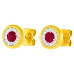 Spark Ruby and Diamond Stud Earrings