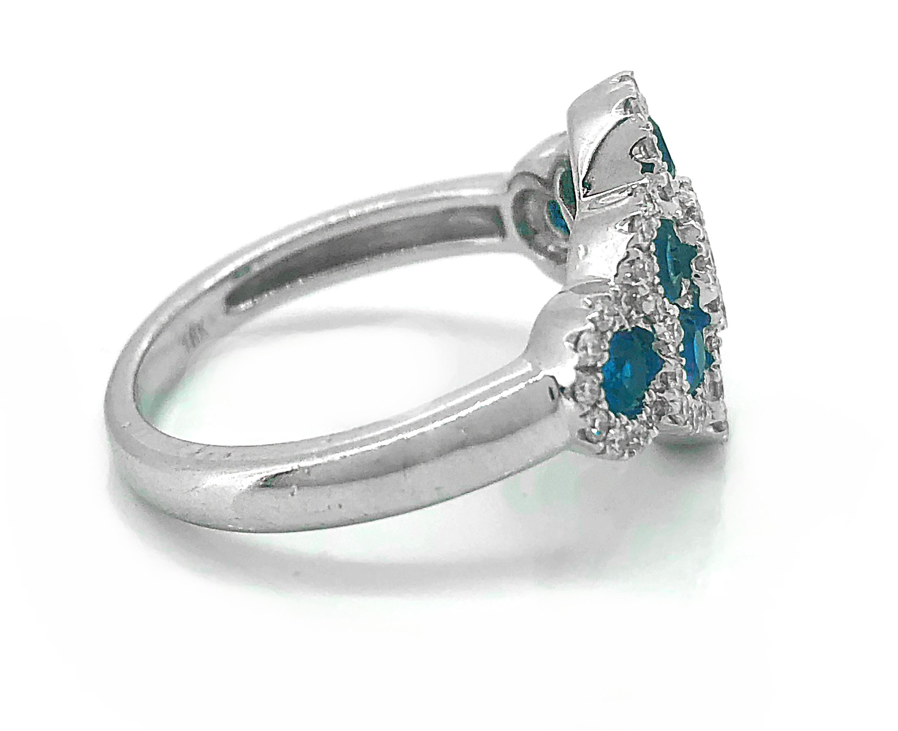 A lovely 18K white gold sapphire and diamond Estate engagement or fashion ring crafted by 