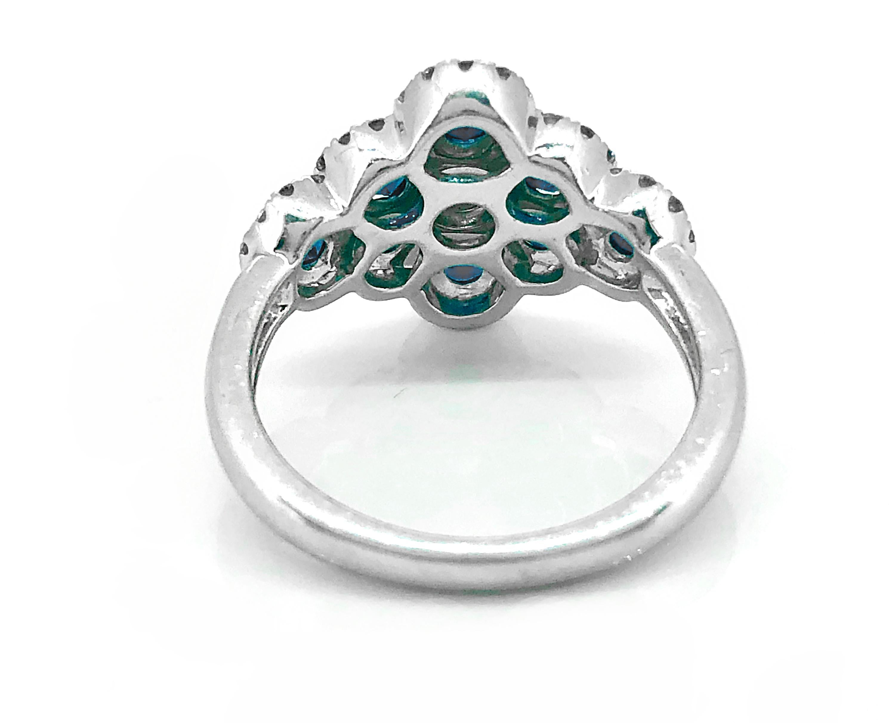 Modern Spark Sapphire Diamond 18K White Gold Engagement Ring
