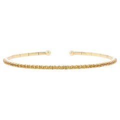 Spark Sapphire Flex Bangle Bracelet 6 1/4" - Yellow Gold 18k Round 1.50ctw