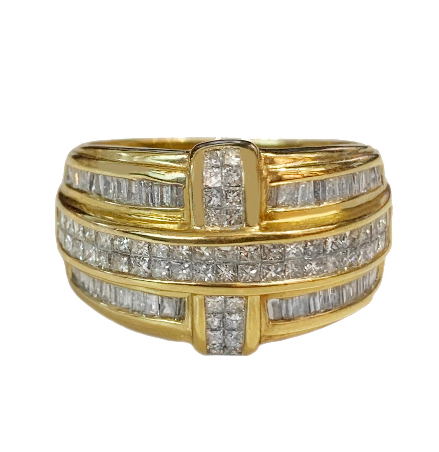 -Custom made

-14k Yellow gold

-Ring size: 11

-Weight: 9.4gr

-Ring width: 0.2-0.6”

-Diamond: 2.75ct, VS clarity, G color
