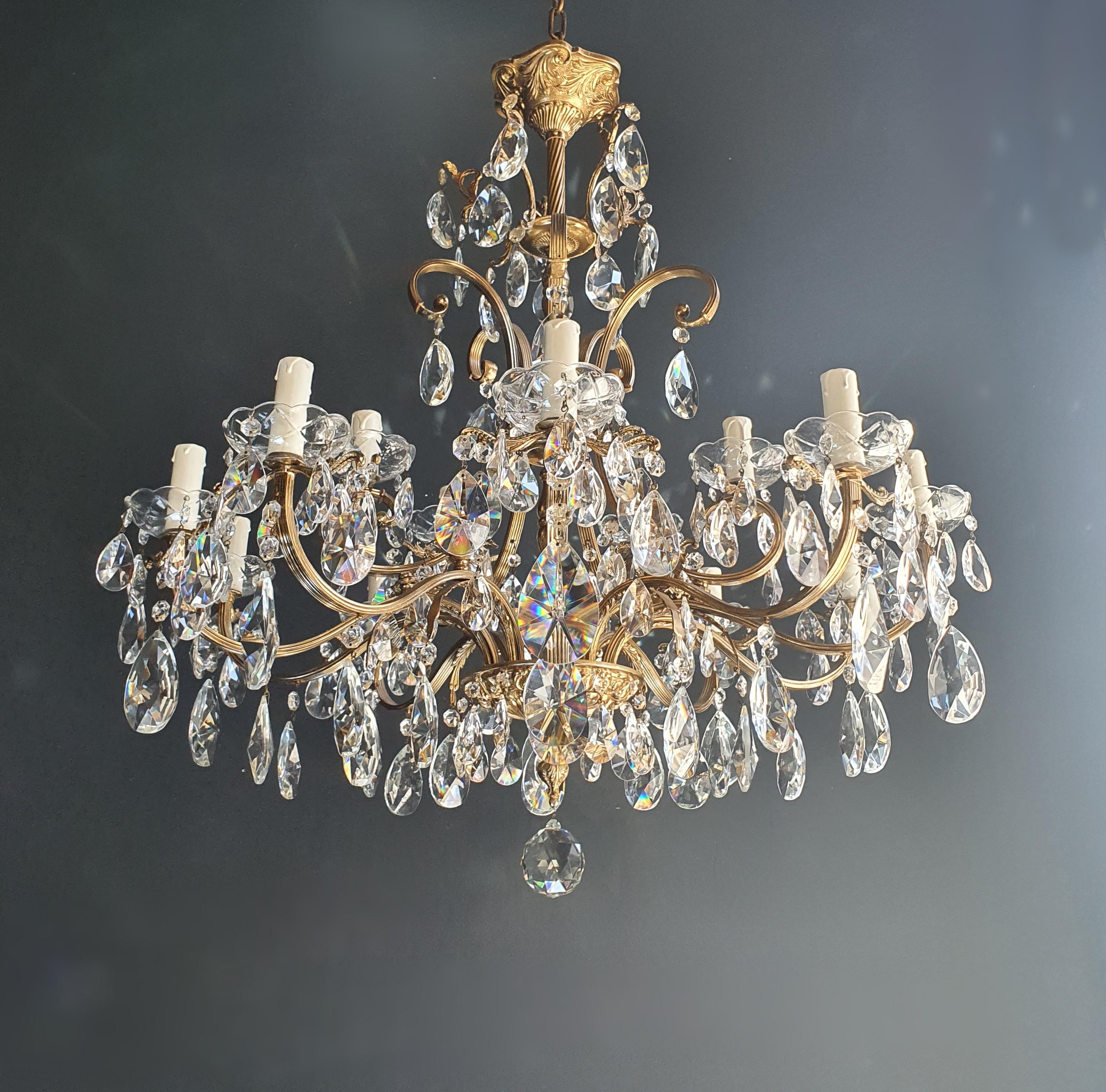 Sparkle Crystal Brass Candelabrum Antique Chandelier Ceiling Lustre Art Nouveau 2