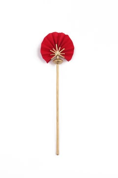 Sparkle Hair Pin in Red Silk, Bronze & 24k Vermeil Gold by Katerina Makriyianni